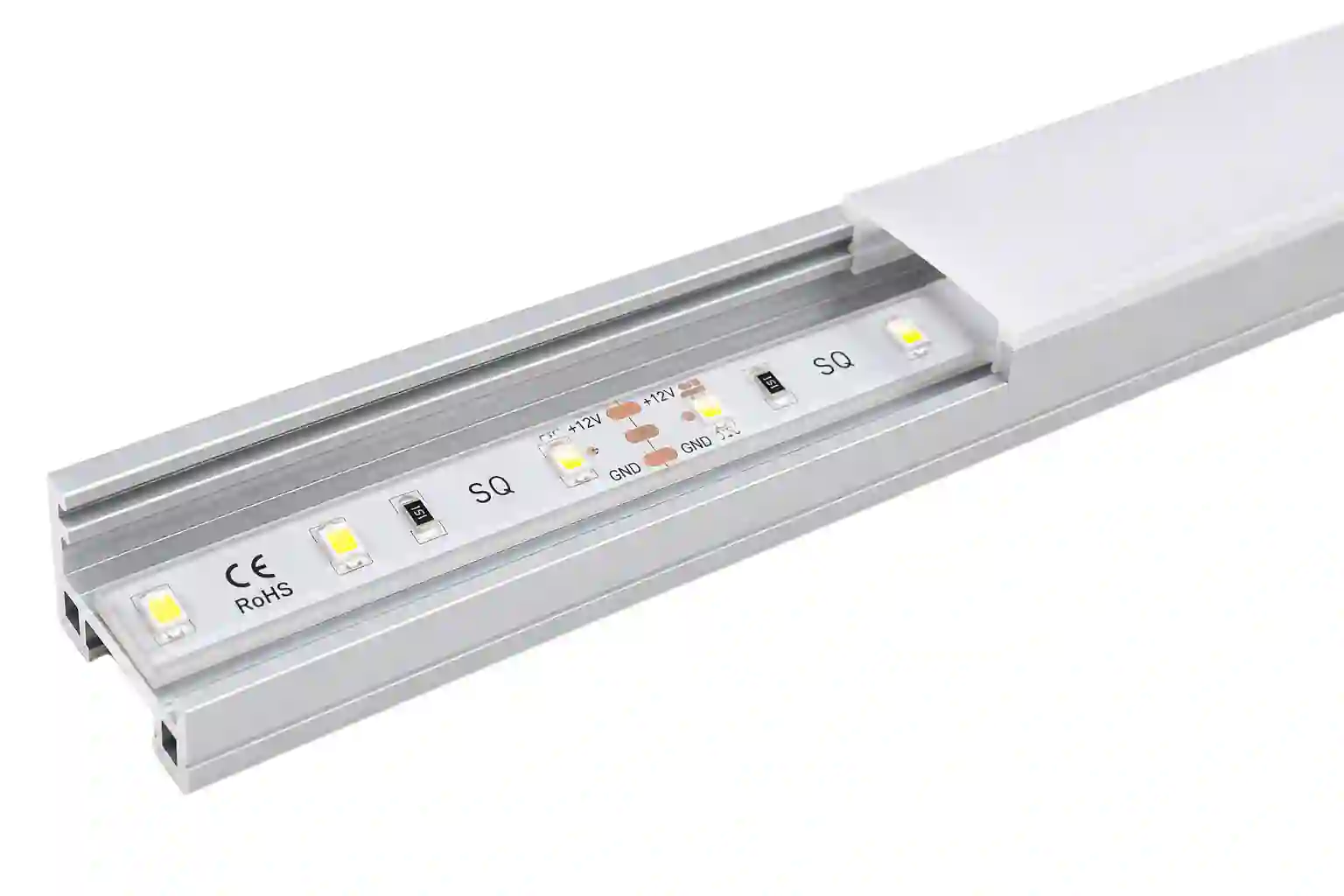 Rozměry LED pásku SQ šířka 10 mm výška 2,6 mm certifikáty CE RoHS IP52 záruka 2 roky interiér